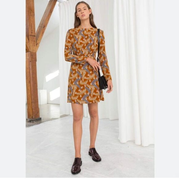 & Other Stories Brown Patterned Floral Dress - Picture 1 of 12
